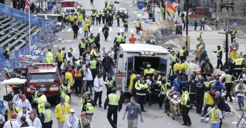 Scenes of chaos after two explosions at Boston Marathon