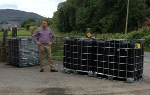 Cllr Mickey larkin pictured with the dumped cubes