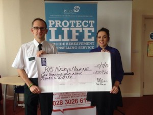 Phil Quinn skydive - cheque presentation Sept 2015