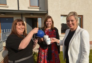Pictured at the launch of Park Urney in Forkhill village is (L-R) Fold tenant Brigid O'Hanlon, chair of Fold Housing Association, Diana Fitzsimons and DARD Minister Michelle O'Neill