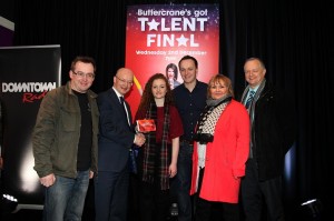 WINNER of the Buttercrane's Got Talent Final was on Wednesday was Emma Timlin been presented here with her prize from Peter Murray, Manager Buttercrane Shopping Centre along with judges Micky Murphy, Gary Myles, Jennifer Malone and Dominic Wadsworth