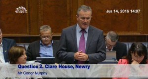 Conor Murphy raises the issue of Clare House in the Assembly with the new Communities Minister