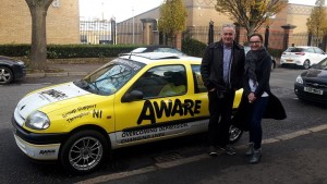 Aware Siobhan AWARE CEO with Jarlath McCreanor and the AWARE Car