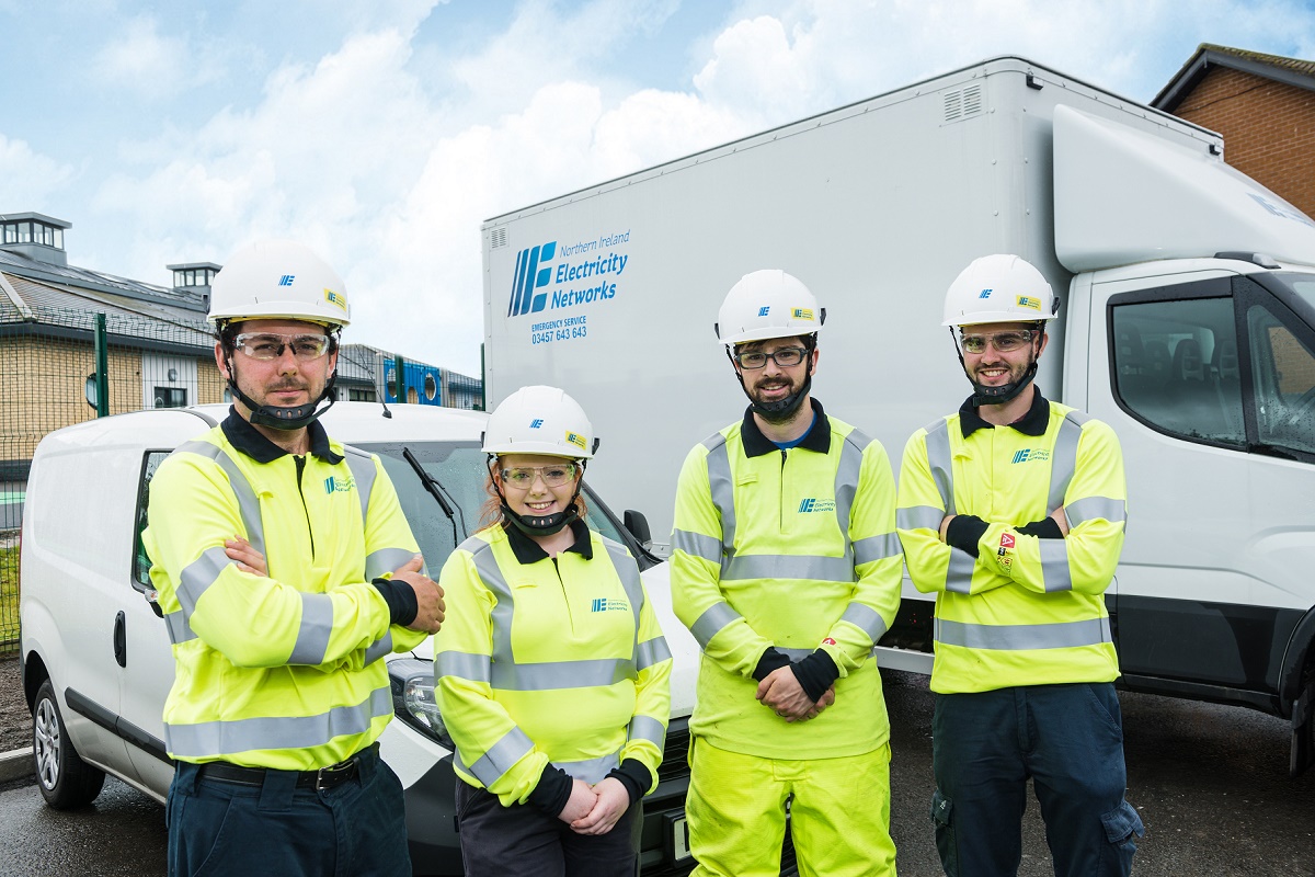 NIE Networks open applications for award-winning apprenticeship programme - L-R Ryan Morgan Molly Guy Neil Freeburn Jack Hoy - Newry jobs and careers