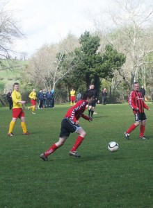 Paddy Heaney on the ball for Bohemians against Bessbrook United.