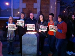  Sinn Fein reps MP Mickey Brady, MLA Megan Fearon with Cllrs Charlie Casey, Valerie Harte and Liz Kimmins along with Sarah Jane McAllister at the vigil on Wednesday.